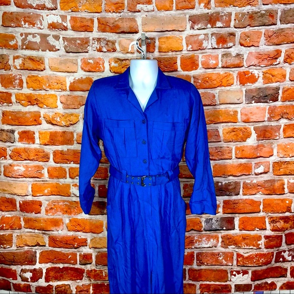 Vintage one piece dress romper blue size 12 - Picture 1 of 16